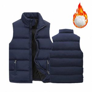 men's Jacket Winter Warm Coats for Men Thickened Stand Collar Down Vest Oversized Jackets Puffer Vest Sleevel Zipper Coat E81v#