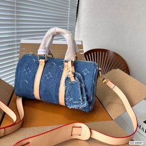 Keepall 25 Luxus Designer Herren Umhängetasche Hochwertige Denim Leder Umhängetasche Handtasche Graffiti Boston Boy Messenger Bag CITY KEEPALL