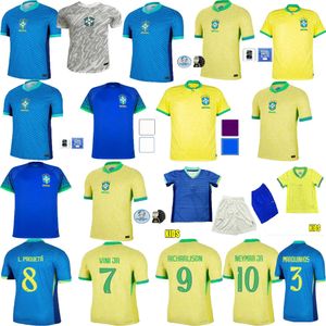 Bästa tygtopp Brasils 2024 2025 Soccer Jerseys Camiseta de Futbol Paqueta Raphinha Football Shirt Maillots Marquinhos Vini Jr Brasil Richarlison Men Kids Neymar