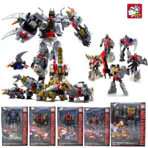 5in1 BPF ABS Model Transformation G1 Robot Toy Dinoking Volcanicus Grimlock Sludge Snarl Swoop Slash Dinobots Figure