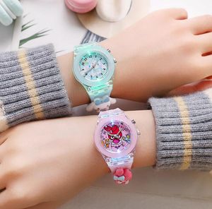 Cute Cartoon Children Watches for Girls LED Luminous Sports Analog Digital Wristwatch Baby watch Casual Bracelet Clock with Night Lights