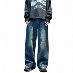 2024 Новая уличная одежда Wed Old Jeans Pants Свободные нейтральные брюки больших размеров с широкими штанинами Harajuku Повседневные джинсовые брюки Мужская одежда Y2K D3Ti #