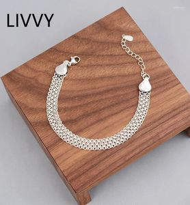 Link pulseiras livvy cor prata design simples corrente multicamadas para mulheres acessórios moda casais vintage festa jóias