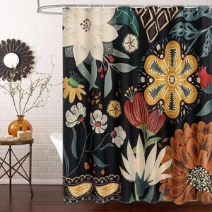 Shower Curtains Boho Floral Curtain Tropical Leaves Modern Abstract Flower Plant Bathroom Decor Fabric Bath With Hooks