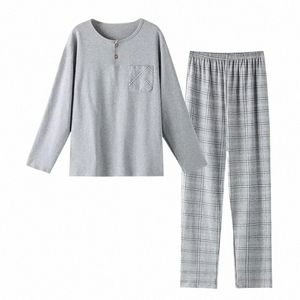 Pure Print Fi 4XL Pyjamas Wear Lounge Big Yards Pants Set Home Autumn Nightwear Letter Men Cott Male Sleepwear Plaid för 147V#