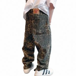 american Baggy Pants Men Y2k Clothes Retro High Street Sports Pants Leopard Print Casual Pants Plus Size Autumn New Style 2024 R9rb#