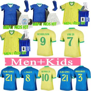 melhor qualidade respirável camisas de futebol BRASIL 2024 Copa América Cup Camiseta de futbol PAQUETA RAPHINHA camisa de futebol maillot RIHARLISON adulto CRIANÇAS NEYMAR