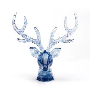 Sculptures Resin Deer Head Ornaments Animal Head Sculpture Office Bedroom Desktop Glass Crystal Deer Head Modern Home Decor Crafts