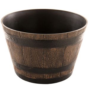 Saksılar İmitasyon Ahşap Namlu Houseplant Pots Ekiciler Açık Bitkiler Çiçek Konteyner Bonsai Bahçe Flowerpot Reçine