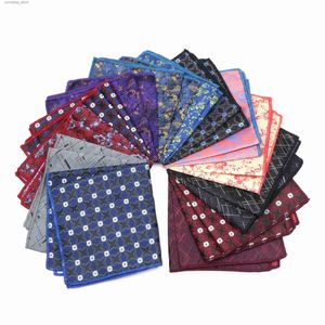 Handkerchiefs Fashion polyester floral Hank chieftain scarf retro Hanks mens pocket square handle chieftain wedding party set accessories Y240326