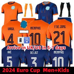 24 25 Hollanda Memphis Avrupa Kupası 23 24 Holland Club Jersey Jong Virgil Dumfries Bergvijn Gömlek 2024 Klaassen Blind de Ligt Erkekler Çocuklar Kit Futbol Gömlek