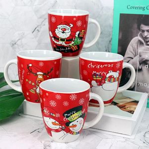 Kubki Red Coffee Cup Santa Elk Snowman Can Love Kawaii Cartoon Christmas Ceramic Tea Milk Gift