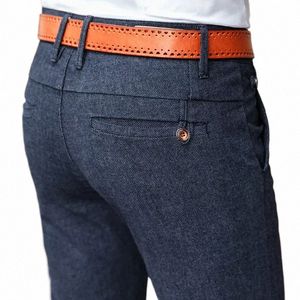 2023 Wiosna i jesień nowe klasyczne styczne spodnie męskie spodnie busin fi czarny niebieski elastyczne regularne marka marek Mężczyzna f7tb#