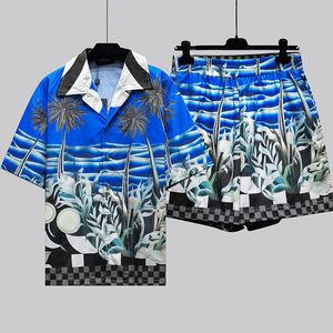 Europa wakacyjna wakacje noszenie tee fajne hawaje plażowe szachownice swobodne koszule Mężczyźni Summer Streetwear T Shirt Short Sleeve Poliester Tshirt Shorts Sets 24ss 0326