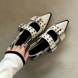 522 Slingback Shoes Dress Dress Cheels Women's Pumps Rivet Street Style Medium Cyel Vintage Casual Sandals Spring Summer 33155