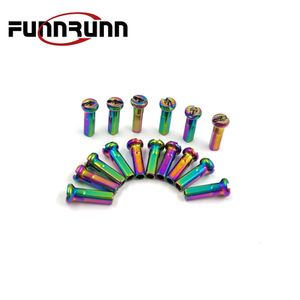 Funnrunn Bicycle Nipples Rainbow Brass Round Head 14g 20 14mm talade hög styrka för Mountain Mtb Road Bike Parts 240325