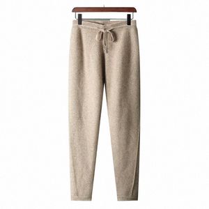 Rongyi 100% de cabra Cmere Busin de Busin Casual Cintura Alta Cão de Leggings Size calças outono Inverno espessado de cor sólida quente K95X#