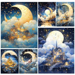 Stitch Full 5D Diamond Painting Collection 2023 Fantasy Moon Castle Home Decor Angel Embroidery Cross Stitch Rabbit Mosaic Wall Sticker