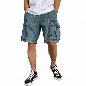 denim Shorts Men Summer Jeans Korean Fi Clothing Knee Length Streetwear Bermuda 2023 New t55K#