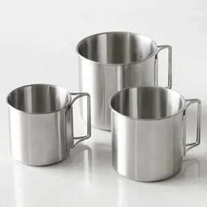 Mugs 304 Stainless Steel Water Cup Easy Carry Folding Handle Camping Portable Coffee Beer Outdoor Hiking Picnic Drinkware