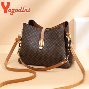 Yogodlns Fashion Bucket Bag Women PU Leather Shoulder Bag Brands Crossbody Bag Designer Flap Satchel Bag Designer Bags 240309
