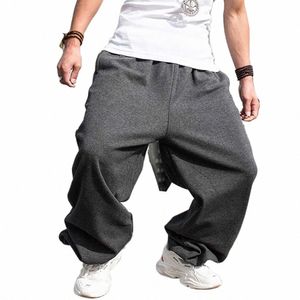 plus storlek varma fleece byxor hiphop harem joggers byxor män avslappnade svettbyxor bred ben lösa baggy byxor streetwear kläder o0co#