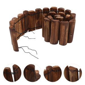 Gates Wood Picket Garden Staket gräsmatta Spiked Log Roll Border Easy Plug i staketpaliserad resistent träkant för blomsterbäddar gräsmattor