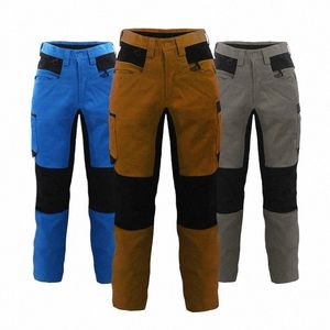 Calças cargo masculinas com vários bolsos estilo Safari Calças de trabalho Cott Mens Outwear Calças casuais retas para homens i3Kn #