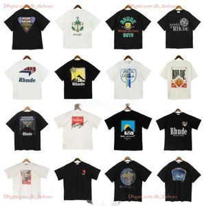 디자이너 패션 의류 티 TSHIRT 미국 트렌디 브랜드 Rhudes 감각 짧은 슬리브 남성 여성 부부 기분 하이 스트리트 느슨한 Tshirt Spring