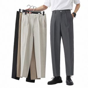 spring Summer Suit Pants Men Slim Work Elastic Waist Soft Formal Trousers Male Korea Thick Black Brand Clothing Plus Size 40 42 n4qU#