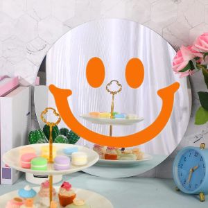 Mirrors Large Happy Smiley Acrylic Mirror Home Decorative Wall Mounted Round Colorful Funky Smiling Face Mirror Gift Decor Bathroom