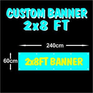 Tillbehör Anpassad design 60*240 cm 110 g stickad polyester 2x8 ft banners flaggor