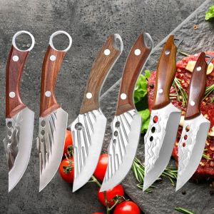 Knives Kitchen Knives Stainless Steel Boning Knife Butcher Meat Cleaver Vegetable and Fruit Slicing Knife Meat BBQ Knife with Cover