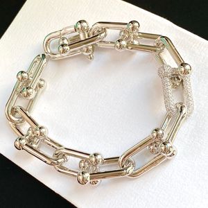 Luxury Charm Bracelet horseshoe Crystal Diamond Engraved Hardware Brand Designer Bracelet Bamboo Lock Round Bucket Cuban chain Bracelet For Women Jewelry With Box
