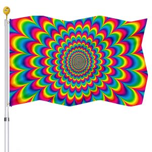 Accessories Psychedelic Rainbow Flag for Indoor and Outdoors Decoratives Double Stitched Garden Flags UV Fade Resistant Banner for Women Men