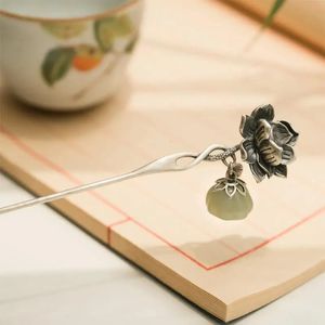 Ethnic style exquisite 925 silver lotus hair jewelry Hairpin tiara classical wedding cheongsam hanfu accessories gift 240311