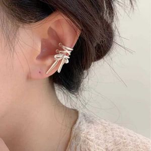 Ear Cuff Ear Cuff Moda Coréia Tie Bow Ear Clip Brincos Não Piercing Delicado Doce Y2K Meninas Branco Lace Up Ear Cuff Brincos Mulheres Jóias Y240326