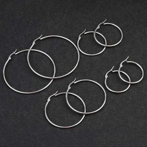 Hoop Huggie Rinhoo große runde Creolen, geeignet für Frauen 10 mm bis 70 mm, Edelstahl, modische Hyperbole große Ringohrringe, einfacher Schmuck 240326