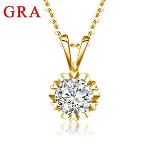 قلادات قلادة مع شهادة D Color 6.5mm 1ct Moissanite Necklace for Woman Gold Lendant for Women with Chains Wedding Jewelery Salec24326