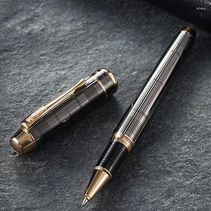 Hero 953 caneta esferográfica de metal escovado, padrões de grades cinza, escritório, escola, escrita, tinta hr002