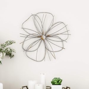 Home Wall Decor - Metallic Layered Wire Flower Sculpture - Contemporary Hanging Accent for Living Room