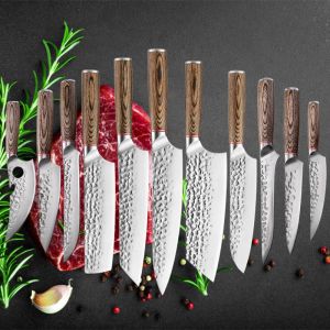 Knivar Rostfritt stål Kök Knivar Set Forged Hammer Chef Meat Cleaver Butcher's Boning Knife Sharp Vegetable Slic Knife BBQ Tool