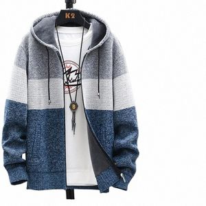 men's Hooded Jumper Cold Sweater Winter Fleece Jackets Cardigan Wool Autumn Warm Zip Up Jacket Male Clothing Japan Knitwear Coat f7Md#