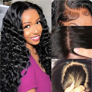 Tiefe Welle Seide Basis volle Spitze Echthaar Perücke brasilianisches Remy Haar leimlose vorgezupfte Seide Top volle Spitze Perücke Babyhaar Babyhaar