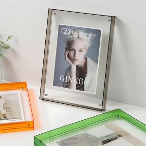 Frame Light Luxury Style Acrylic Photo Frame Transparent Diy Colored Picture Frame Poster Montering Vägg hängande sovrumsdekoration