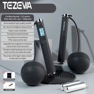 TEZEWA Weighted Jump Rope Wire Cordless Ropes Fitness Exercise Jumping Skipping Professional Crossfit 240325