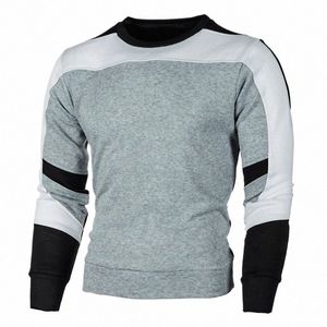 Neue männer Casual Crewneck Sweatshirt Farbe Block Autum Frühling Pullover Sweatshirts M3km #