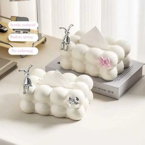 Tissue Boxes Napkins Acrylic Tissue Box Holder Cream Style Tissue Box Dispenser Napkin Organizer for Bathroom Facial Napkin Box Facial Paper Holder