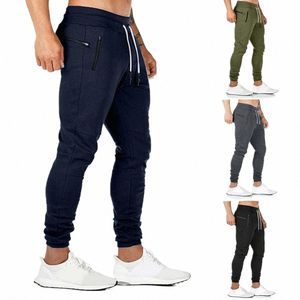 mens Casual Pants Fitn Men drawstring tights zipper pocket Sportswear Tracksuit Bottoms Skinny Sweatpants Trousers f3y6#