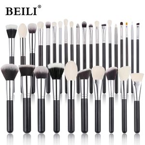 BEILI 15/25/30pcs Makeup brushes set No Professional Natural goat hair Foundation Eyeshadow Eyebrow make up brushes 240313